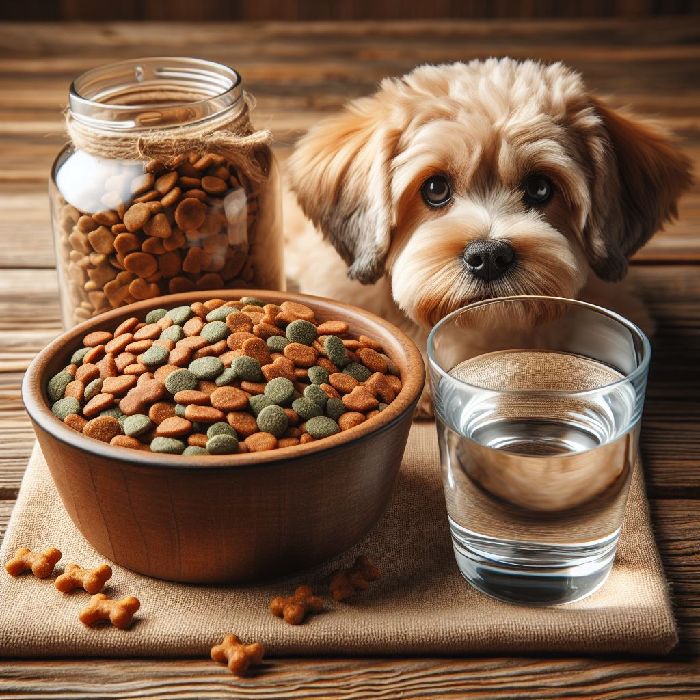 وجود آب آشامیدنی در کنار غذای خشک سگ
